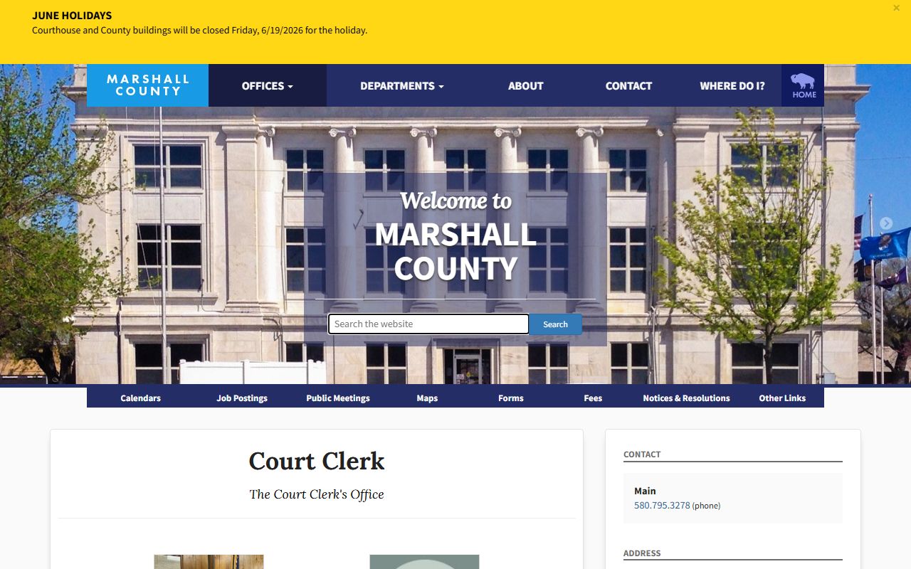 Marshall County court records after jail arrest clerk page