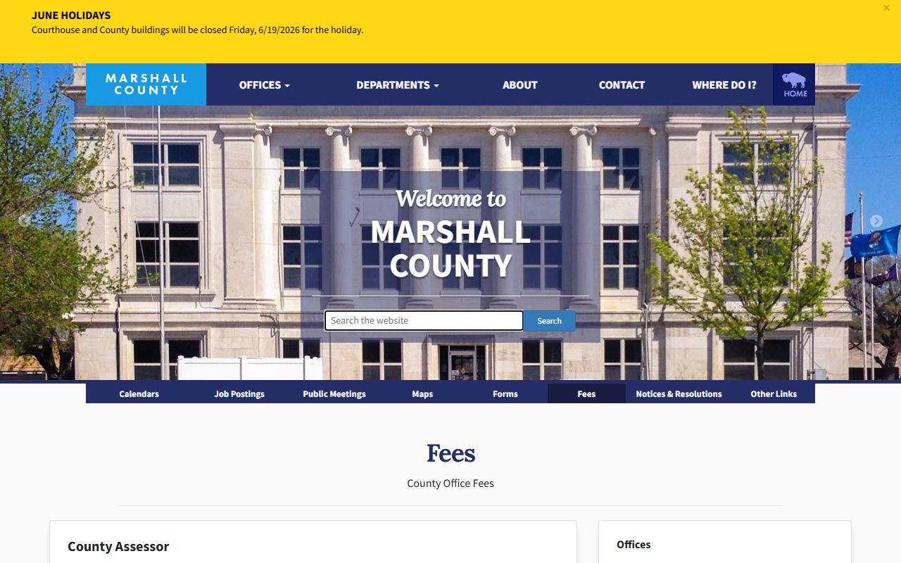 Marshall County inmate records fee table