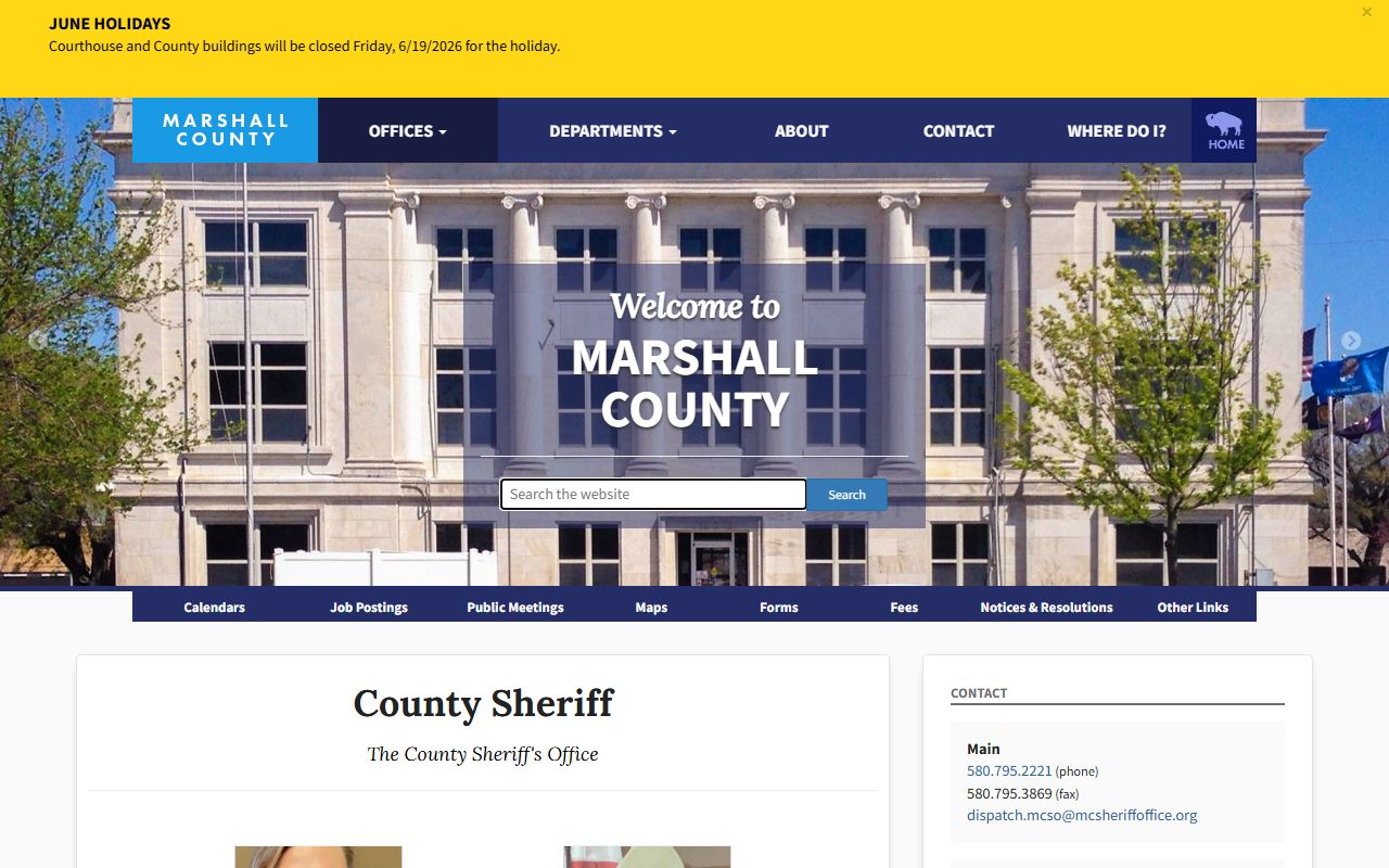 Marshall County sheriff inmate population contact page