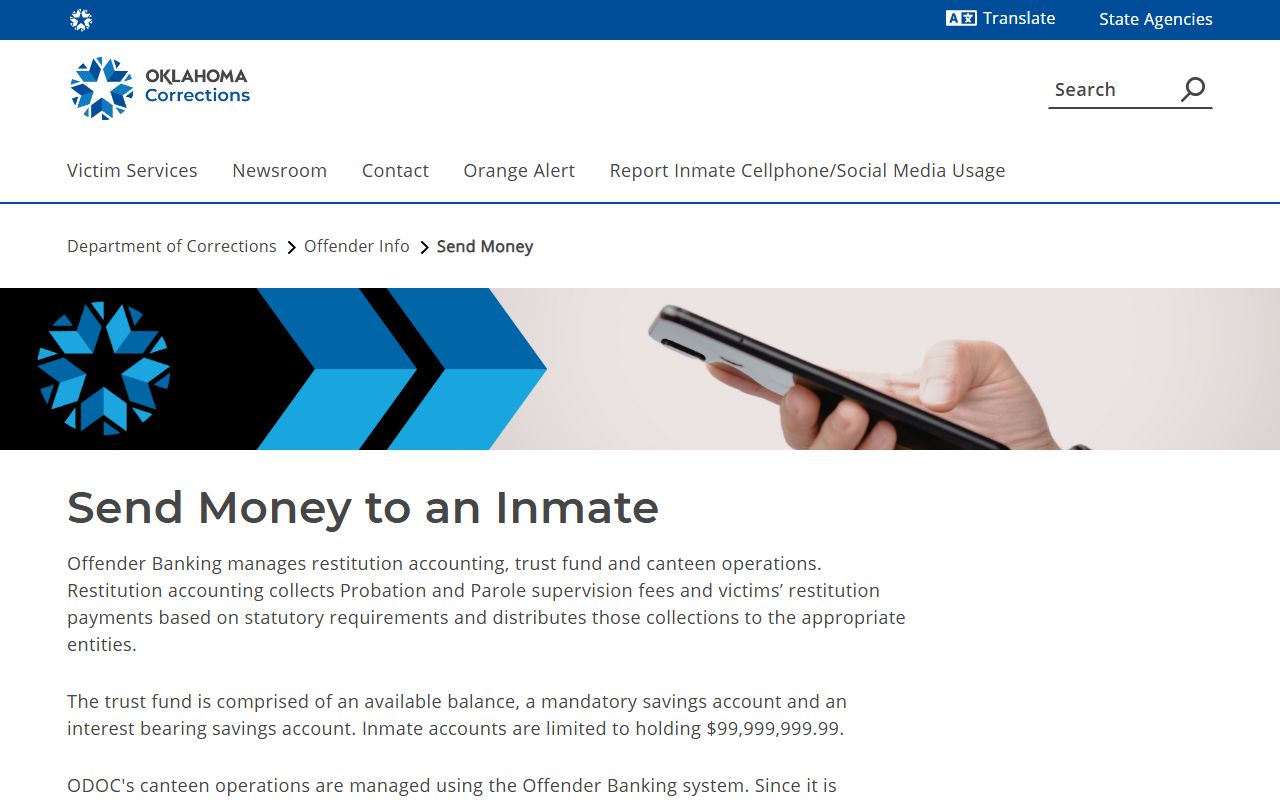 ODOC JPay money deposit rules for Madill Community Work Center